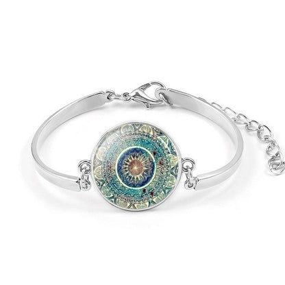 Mandala Glass Cabochon Pendant Necklace