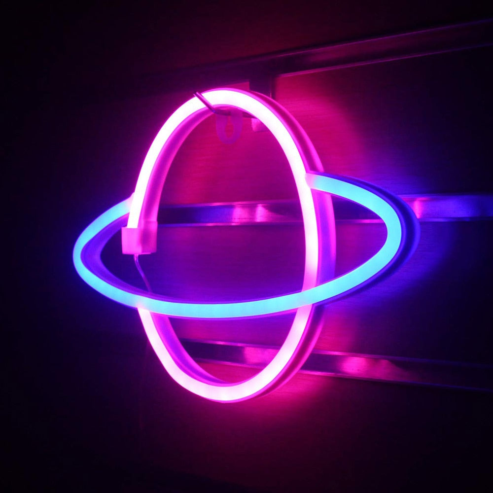 Space-Themed Neon Sign - Stylish Wall Art for Your Home or Bar